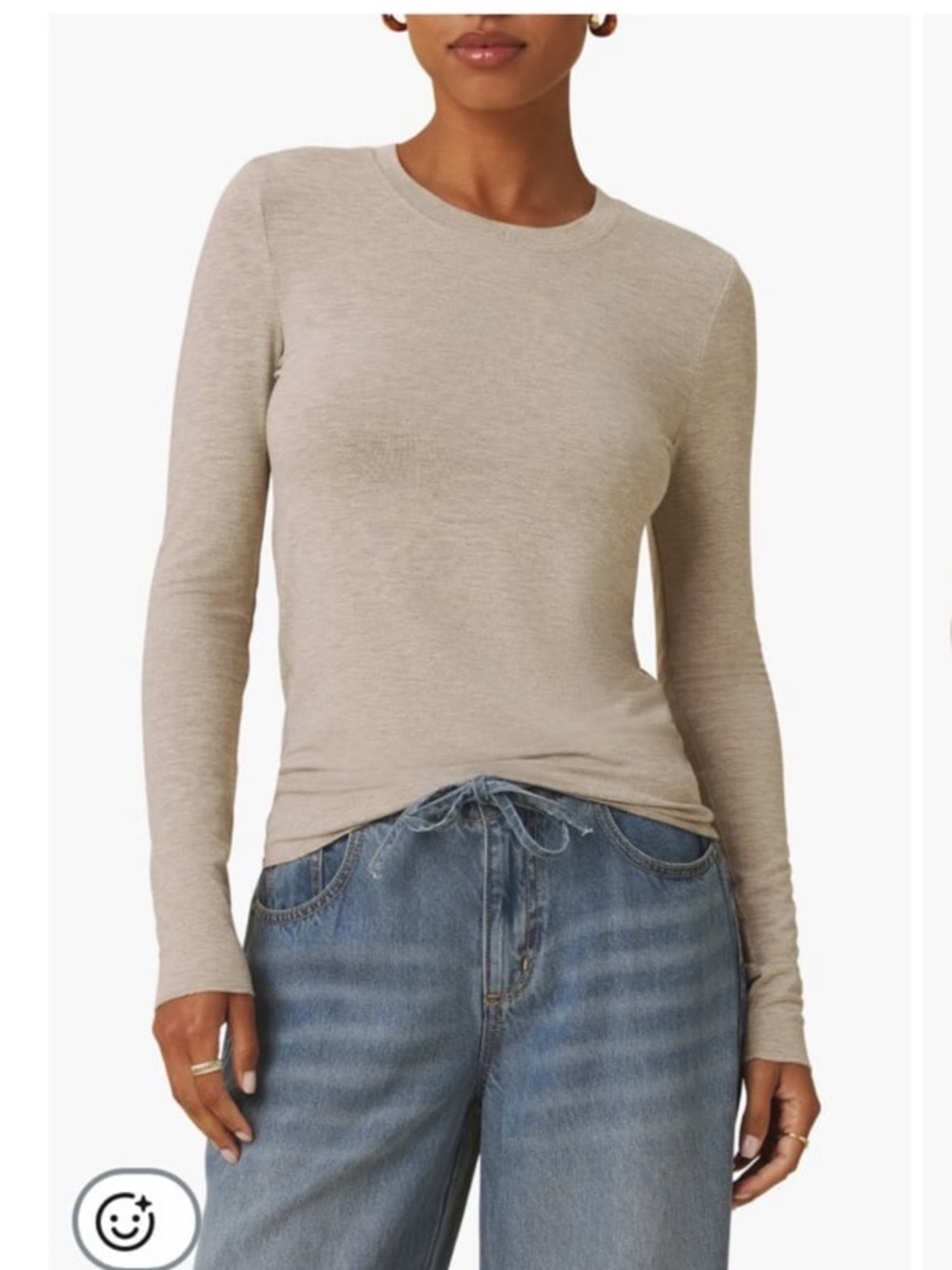 Splendid Women’s Bamboo Blend Long Sleeve Crewneck Top - Heather Oat - Medium